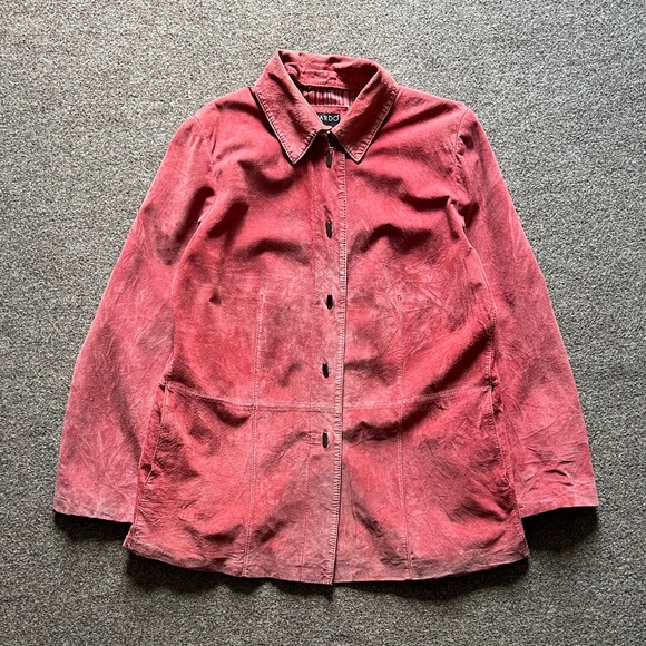 Bernardo Women's XL Pink Suede Genuine Leather Jacket Coat With Removable Collar - Picture 1 of 16